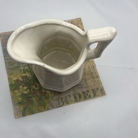 Farmhouse Cream Creamer Ceramic Pitcher with Fall Autumn Faux Flowers - Picture 5 of 13
